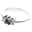 0.45CT Princess Cut Diamond and Sapphires Three Stone Ring