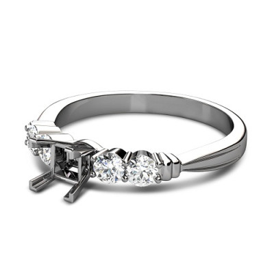 0.55CT Princess and Round Cut Diamonds Engagement Ring