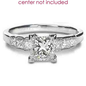 0.80CT Princess Cut Diamonds Engagement Ring
