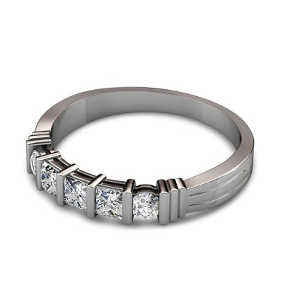 0.85CT Princess and Round Cut Diamond Wedding Band