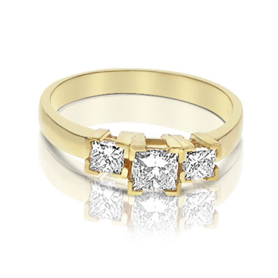 0.80CT Princess Cut Diamonds Three Stone Ring