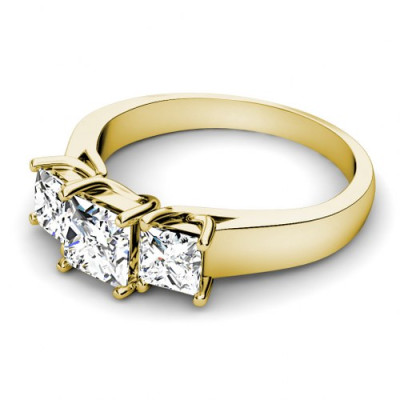 0.90CT Princess Cut Diamonds Three Stone Ring
