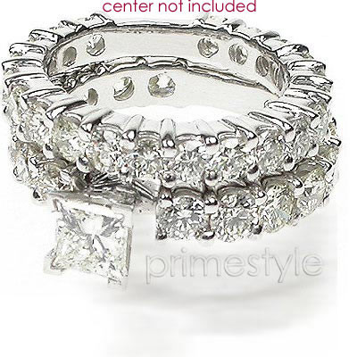 5.30CT princess and round Cut Diamonds Bridal Set