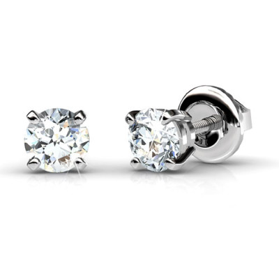 Diamond Stud Earrings with 0.25CT Total Weight and 14KT White Gold Setting