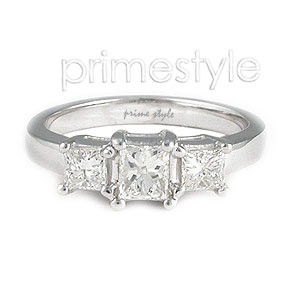 0.50CT Princess Cut Diamonds Three Stone Ring