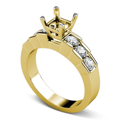 0.85CT Princess and Round Cut Diamonds Engagement Ring