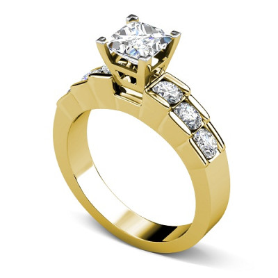 1.20CT Princess and Round Cut Diamonds Engagement Ring