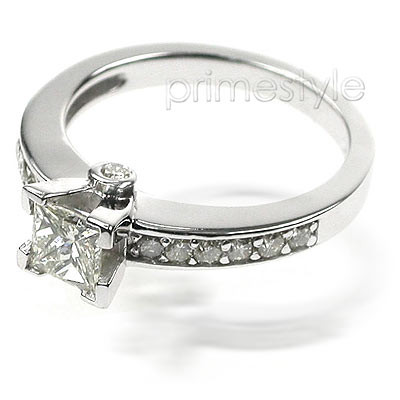 1.80CT Princess and Round Cut Diamond Engagement Ring