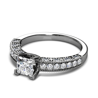 1.60CT Princess and Round Cut Diamonds Engagement Ring