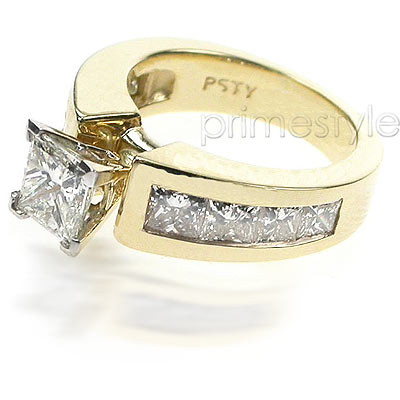 3.40CT Princess Cut Diamonds Engagement Ring