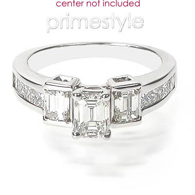 1.30CT Emerald and Princess Cut Diamonds Engagement Ring