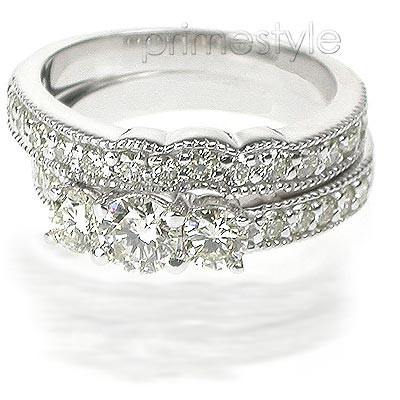 1.90CT Round Cut Diamond Bridal Set 