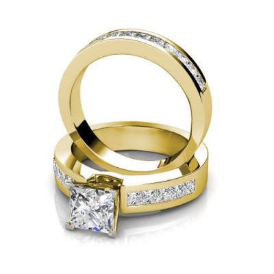 Diamond Bridal Set with 2.15CT Princess Cut Diamonds