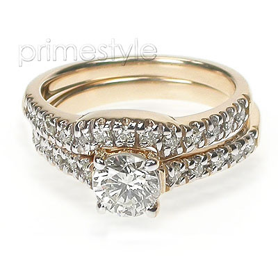 1.35CT princess and round Diamond Bridal Set
