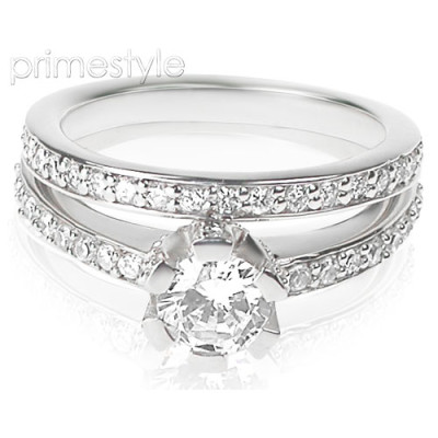 Incredible Diamond Bridal Set with Over 100 Round Cut Diamonds and 1.80CT Weight 