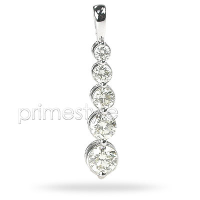 Journey Pendant 14KT White Gold VS2-SI1 Clarity 1.20CT Diamonds