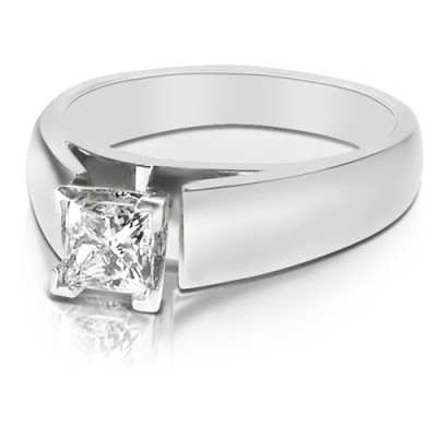 14KT White Gold Princess Cut Solitaire Ring