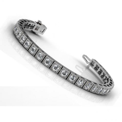 Tennis Bracelet In 14KT White Gold and 4.00CT Round Cut Diamonds