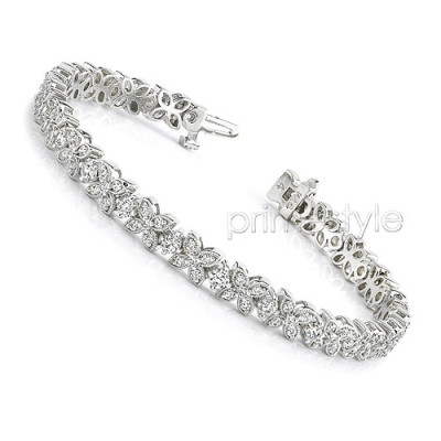 3.20CT Diamonds Tennis Bracelets In 14KT White Gold