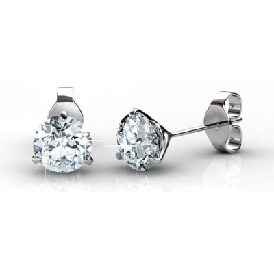 0.25CT Round Cut Diamond Stud Earrings In 14KT White Gold Setting