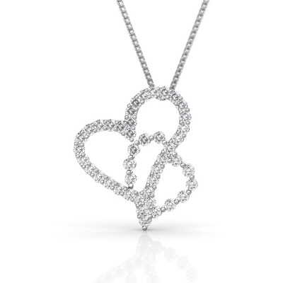Heart Pendant with 0.90CT Round Cut Diamonds within 14KT White Gold