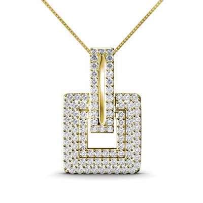 1.50CT (I-K Color and SI2-I1 Clarity) Diamond Cut 14KT Yellow Gold Diamond Pendant