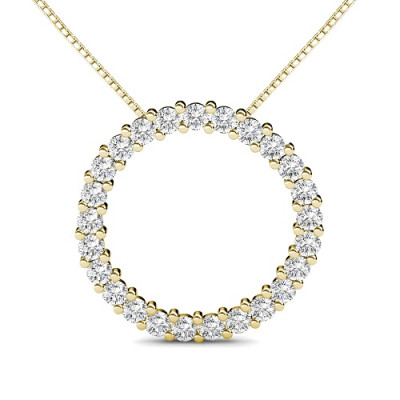 Round Cut 1.25CT Diamonds In 14KT Yellow Gold Diamond Pendant (I-K Color and SI2-I1 Clarity)