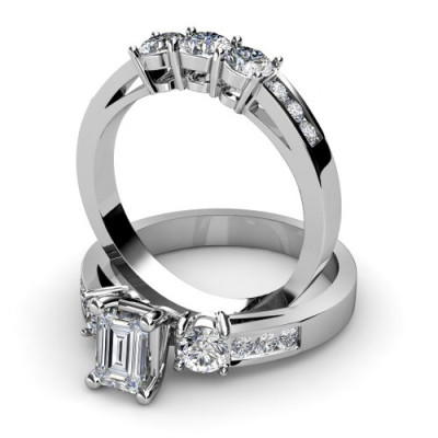 2.15CT Emerald and Round Cut Diamonds Bridal Set
