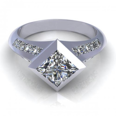 1.45CT princess cut diamonds engagement ring