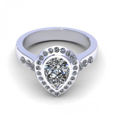 0.73CT pear and round cut diamonds engagement ring