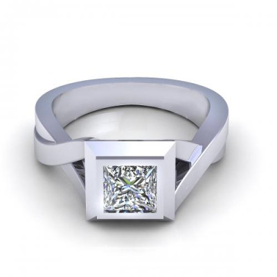 0.35CT princess cut diamonds solitaire ring