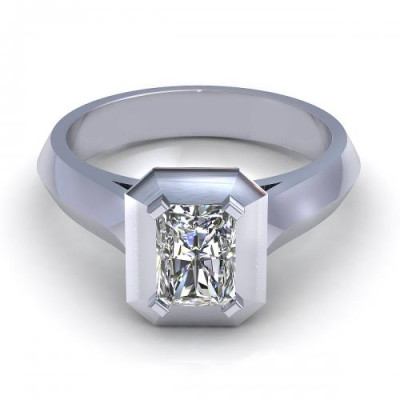 0.37CT radiant and round cut diamonds engagement ring