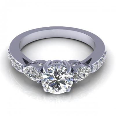 0.85CT round and pear cut diamonds engagement ring