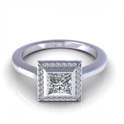 0.49CT princess and round cut diamonds engagement ring
