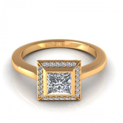 0.49CT princess and round cut diamonds engagement ring