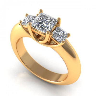 1.05CT princess cut diamonds three stone ring