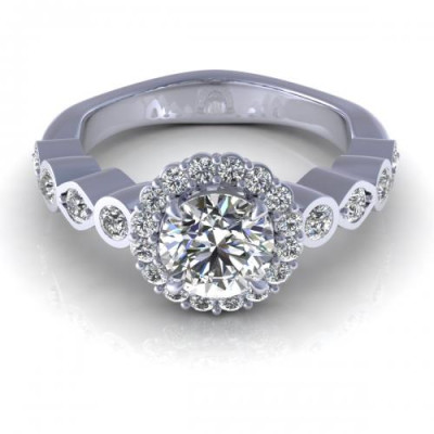 0.90CT and round cut diamonds engagement ring