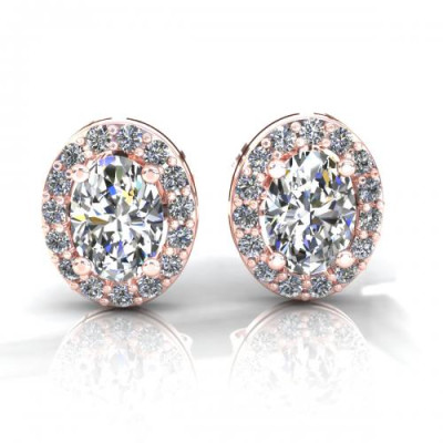 0.45CT oval and round cut diamonds stud earrings