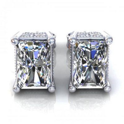 0.25CT radiant cut diamonds stud earrings
