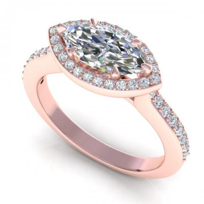 0.65CT marquise and round cut diamonds engagement ring