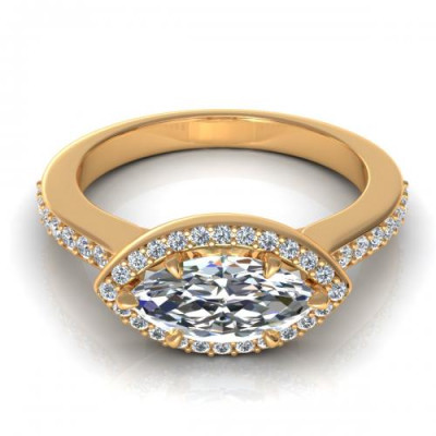 0.65CT marquise and round cut diamonds engagement ring