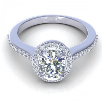 0.65CT oval and round cut diamonds engagement ring