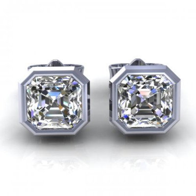 0.25CT ascher cut diamonds stud earrings