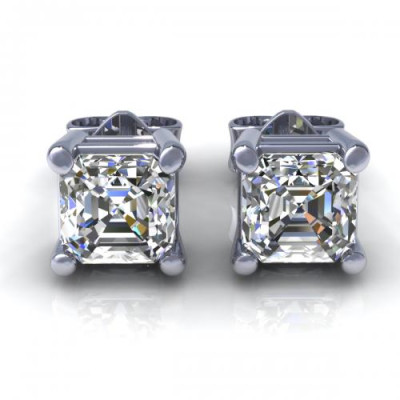 0.25CT ascher cut diamonds stud earrings