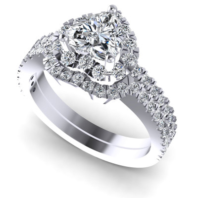1.10CT Heart And Round Cut Diamonds Bridal Set