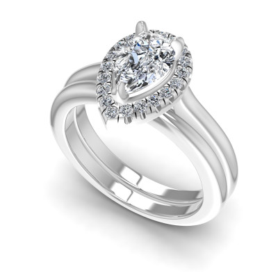 0.55CT Pear And Round Cut Diamonds Bridal Set