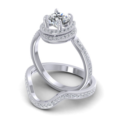0.80CT Round Cut Diamonds Bridal Set