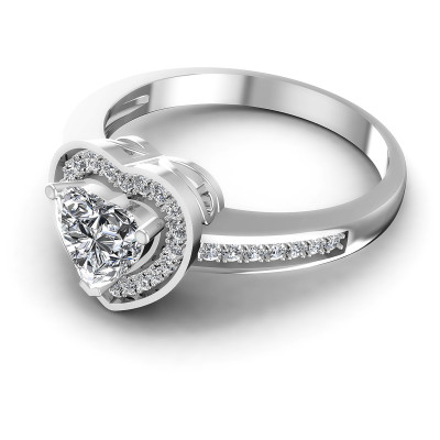 0.65CT Heart And Round Cut Diamonds Halo Ring