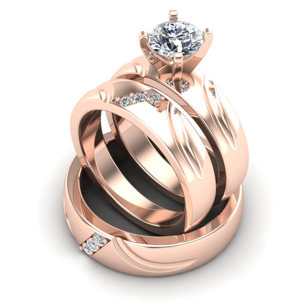 0.41CT Round Cut Diamonds Trio Rings