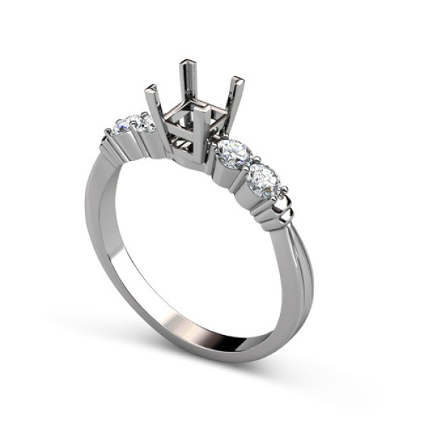 0.55CT Princess and Round Cut Diamonds Engagement Ring